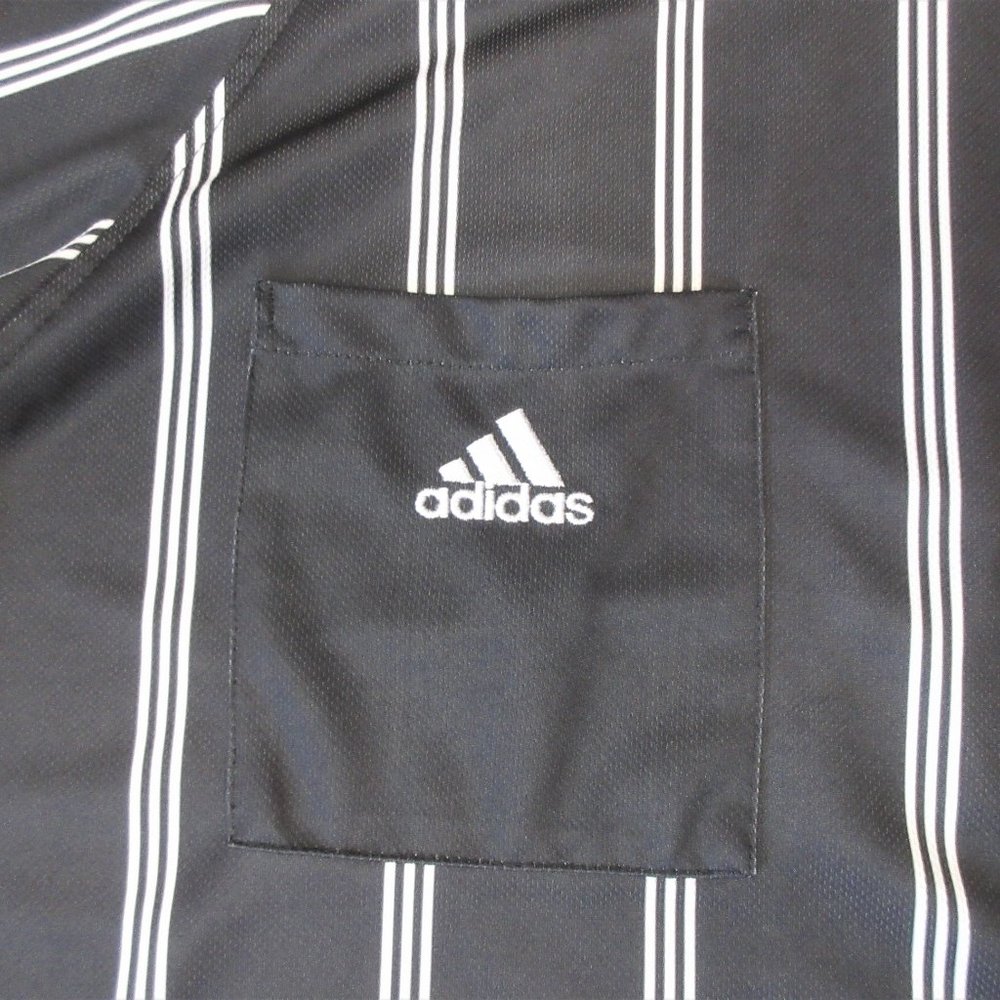 VTG ADIDAS REFEREE SHIRT BLACK & WHITE POLYESTER - Picture 3 of 5